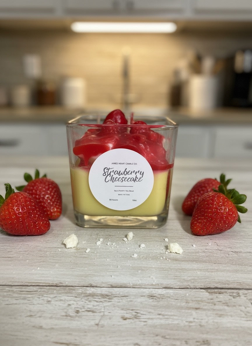 Strawberry Cheesecake Candle | Soy Blend Dessert Candle